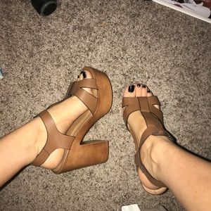 Brown platform sandals